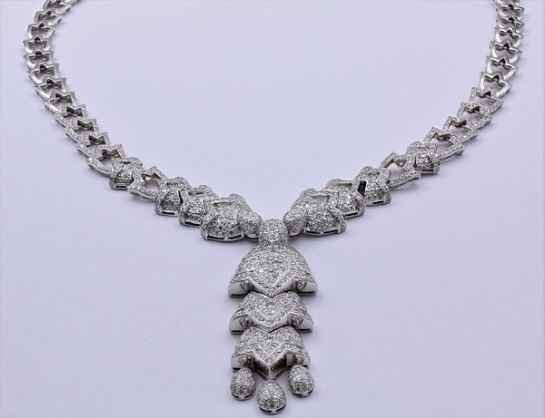 DIAMOND NECKLACE HAND MADE 18K WHITE GOLD