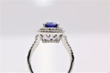Tanzanite and Diamond double halo ring in 14k white gold